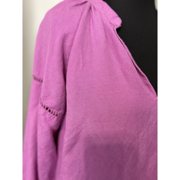 Loft Cutout Linen Blend‎ Pocket Boho Swing Dress Purple Lilac Taffy Size XS - Picture 4 of 5
